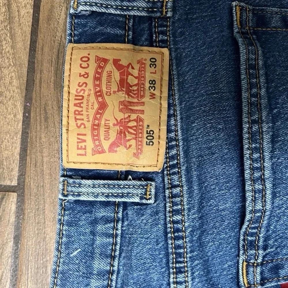 Levi's 505 Mens 38x30 Regular Fit Straight Leg Blue Jeans